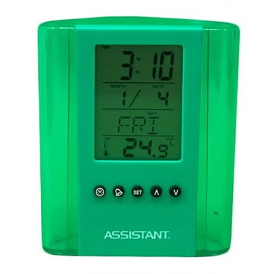 Купить Стакан-часы подставка для ручек Assistant АН-1050 зеленый Дом, сад, огород