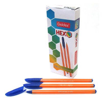 Ручка масляная Goldex 1101-bl Hexo 0.6мм синяя