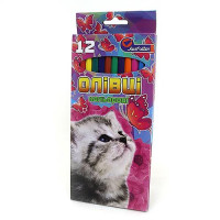 Набор цветных карандашей J.OTTEN 1051ВТ-12 Котенок пластик 12 цветов