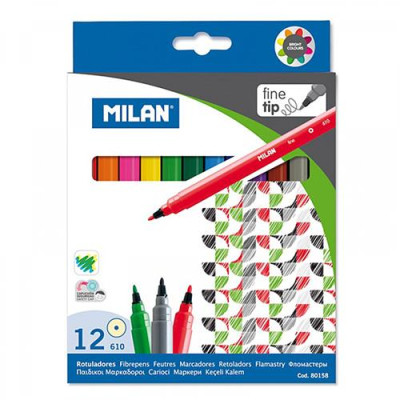 Набор фломастеров MILAN 80158 12 цветов 12 шт тонкие Купить Набор фломастеров Milan 80158 тонкие 12 цветов Дом, сад, огород