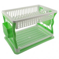 Сушка пластиковая для посуды R-plastic 2 яруса 420х285х275мм бело-салатовая