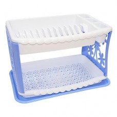 Сушка пластиковая для посуды R-plastic 2 яруса 420х285х275мм бело-голубая