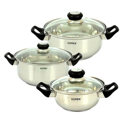 Набор посуды Rotex Bergamo RC011-6S 3 кастрюли плюс крышки Купить Набор посуды Rotex Bergamo RC011-6S 3 кастрюли плюс крышки Дом, сад, огород