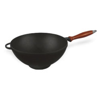Кастрюля Ситон Wok 3.5л d26см h12см чугун с деревянной ручкой без крышки