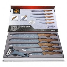 Набор кухонных ножей Kitchen-King с пластиковой ручкой 5 ножей плюс овощечистка серые