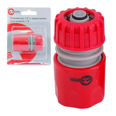 Коннектор Intertool GE-1019 1/2" с аквастопом для шланга 1/2" Купить Коннектор Intertool GE-1019 1/2" с аквастопом для шланга 1/2" Дом, сад, огород