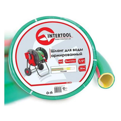 Шланг для воды Intertool GE-4105 PVC четырехслойный армированный 1/2" 30м Купить Шланг для воды Intertool GE-4105 PVC четырехслойный армированный 1/2" 30м Дом, сад, огород
