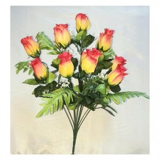 Купить Букет искусственный Роза с папоротником 12 голов высота 520мм ассорти 12шт Дом, сад, огород