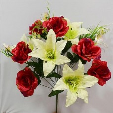 Купить Букет искусственный Роза Лилия 14 голов высота 560мм Дом, сад, огород