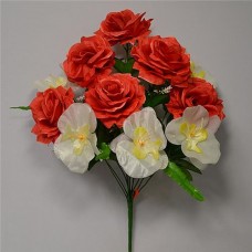 Купить Букет искусственный Роза с орхидеями 11 голов высота 540мм Дом, сад, огород