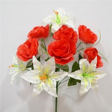 Купить Букет искусственный Роза плюс лилия 10 голов высота 480мм Дом, сад, огород