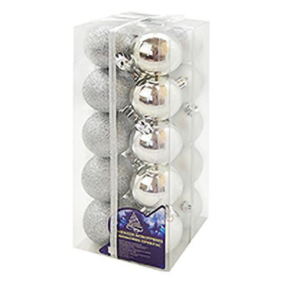 Набор новогодних пластиковых шаров Классика 339-6 d6см 20шт серебро Купить Набор новогодних пластиковых шаров Классика 339-6 d6см 20шт серебро Дом, сад, огород