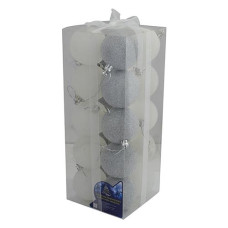Купить Набор новогодних пластиковых шаров Микс 88287-6 d6см 20шт белый/серебро Дом, сад, огород