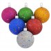Купить Набор новогодних пластиковых шаров "Блеск со звездами" d=6см, 6шт, цвета ассорти Дом, сад, огород