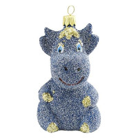 Новогодняя игрушка пластиковая Бык Блеск h 10см серебро