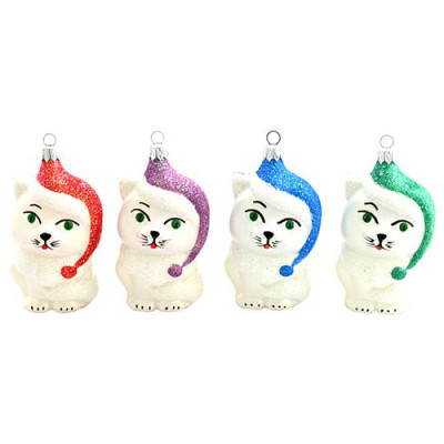 Купить Новогодняя игрушка пластиковая Котик Новогодний h=11см Дом, сад, огород