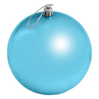 Набор новогодних пластиковых шаров Зеркальный d 12см 3шт лазурные