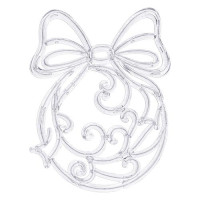 Новогодняя игрушка пластиковая Шар с бантиком d8см прозрачный