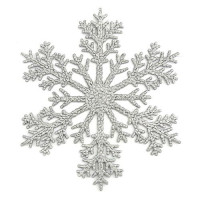 Новогодняя игрушка пластиковая Снежинка d25см серебро
