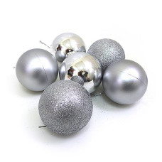 Купить Набор новогодних пластиковых шаров SILVER 0579-6 d 6см 6шт серебряные Дом, сад, огород