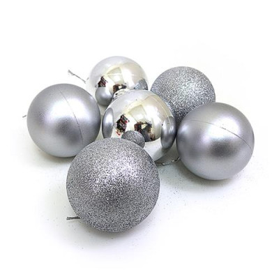 Набор новогодних пластиковых шаров SILVER 0579-7 d 7см 6шт серебряные Купить Набор новогодних пластиковых шаров SILVER 0579-7 d 7см 6шт серебряные Дом, сад, огород