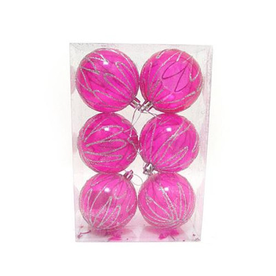 Набор новогодних пластиковых шаров Pink 7153-8 d 8см 6шт розовые Купить Набор новогодних пластиковых шаров Pink 7153-8 d 8см 6шт розовые Дом, сад, огород
