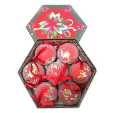 Купить Набор новогодних пластиковых шаров Цветок 198-75623С-7 d 7.5см 7шт красные матовые Дом, сад, огород