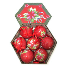 Купить Набор новогодних пластиковых шаров Цветок 198-75623S-7 d 7.5см 7шт глянцевые красные Дом, сад, огород