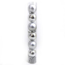 Купить Набор новогодних пластиковых шаров с бусами SILVER 1153-6 d 6см 6шт серебряные Дом, сад, огород