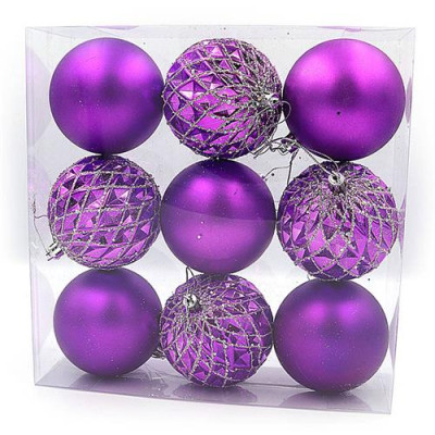 Набор новогодних пластиковых шаров Christmas 0899 d 8см 9шт фиолетовые Купить Набор новогодних пластиковых шаров Christmas 0899 d 8см 9шт фиолетовые Дом, сад, огород