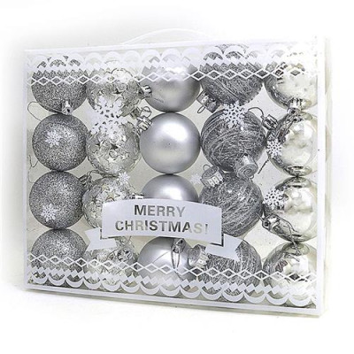 Купить Набор новогодних пластиковых шаров Christmas silver 0794 d 6см 20шт серебряные Дом, сад, огород