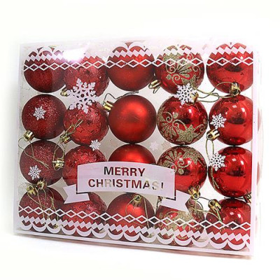 Купить Набор новогодних пластиковых шаров Christmas red 0796-6 d 6см 20шт красные Дом, сад, огород