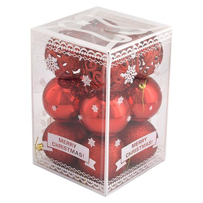 Набор новогодних пластиковых шаров Christmas red 0799 d 8см 12шт красные Купить Набор новогодних пластиковых шаров Christmas red 0799 d 8см 12шт красные Дом, сад, огород