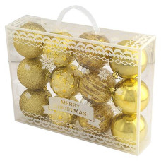 Купить Набор новогодних пластиковых шаров Christmas gold 0800 d 8см 12шт золотые Дом, сад, огород