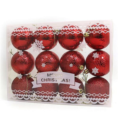 Купить Набор новогодних пластиковых шаров Christmas red 0801-7 d 7см 12шт красные Дом, сад, огород