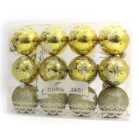 Набор новогодних пластиковых шаров Christmas gold 0802-7 d 7см 12шт золотые