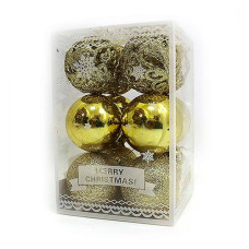 Купить Набор новогодних пластиковых шаров Christmas gold 0806-6 d 6см 12шт золотой Дом, сад, огород