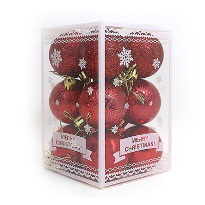 Набор новогодних пластиковых шаров Christmas red 0813 d 5см 12шт красные Купить Набор новогодних пластиковых шаров Christmas red 0813 d 5см 12шт красные Дом, сад, огород