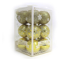 Набор новогодних пластиковых шаров Christmas gold 0815 d 5см 12шт золотые