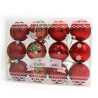 Набор новогодних пластиковых шаров Christmas red 0822-7 d 7см 12шт красные Купить Набор новогодних пластиковых шаров Christmas red 0822-7 d 7см 12шт красные Дом, сад, огород