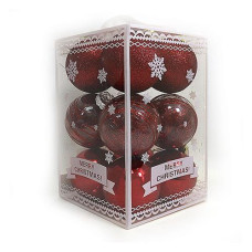 Купить Набор новогодних пластиковых шаров Christmas red 0839 d 8см 12шт красный Дом, сад, огород
