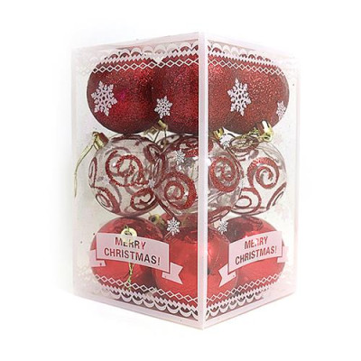 Купить Набор новогодних пластиковых шаров Christmas red 0842-6 d 6см 12шт красные Дом, сад, огород