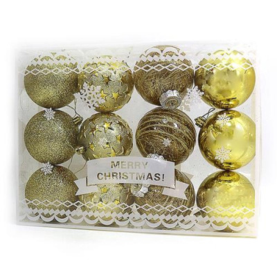 Набор новогодних пластиковых шаров Christmas gold 0820 d 8см 12шт золотые Купить Набор новогодних пластиковых шаров Christmas gold 0820 d 8см 12шт золотые Дом, сад, огород