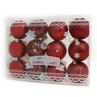 Набор новогодних пластиковых шаров Christmas red 0820 d 8см 12шт красные