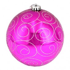 Купить Новогодний пластиковый шар Big pink 4825-15BL d 15см глянцевый с узором розовый Дом, сад, огород