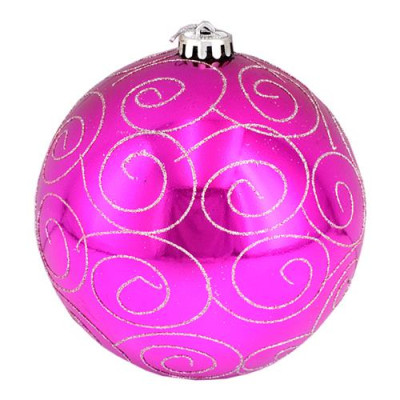 Новогодний пластиковый шар Big pink 4825-15BL d 15см глянцевый с узором розовый Купить Новогодний пластиковый шар Big pink 4825-15BL d 15см глянцевый с узором розовый Дом, сад, огород