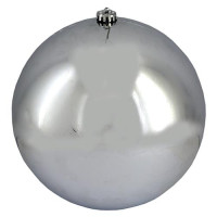 Новогодний пластиковый шар Big silver 0979-30 d 30см глянцевый серебряный