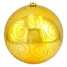Купить Новогодний пластиковый шар Big gold 4825-20G d 20см матовый с узором золотой Дом, сад, огород