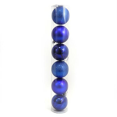 Купить Набор новогодних пластиковых шаров BLUE 0922-6BL6 d 6см 6шт синие Дом, сад, огород