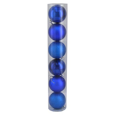 Купить Набор новогодних пластиковых шаров BLUE 0922-8BL6 d 8см 6шт Дом, сад, огород